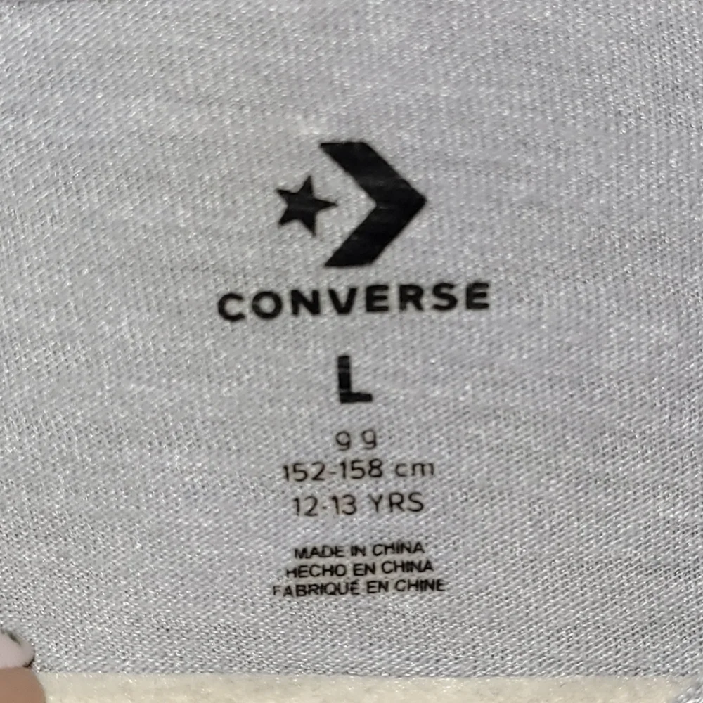 Converse Size Large 12-13 Years Light Gray Hooded Longsleeve Shirt